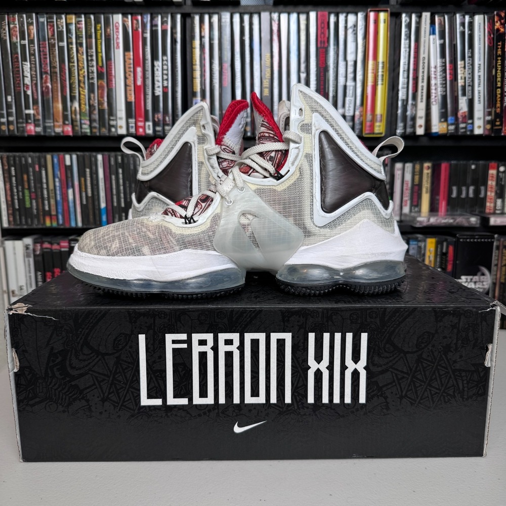 Nike LeBron 19 XIX‎ Sketch CZ0203-101 White Red Basketball Shoes Mens 10